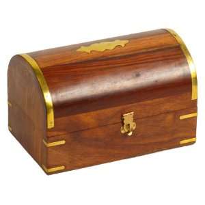  8 Wooden Treasure Chest Box with Brass Accents 