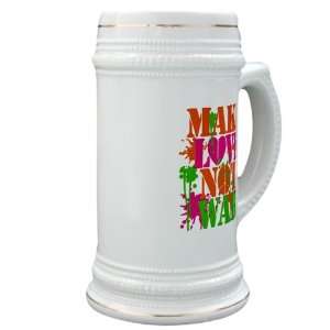  Stein (Glass Drink Mug Cup) Make Love Not War Peace Symbol 