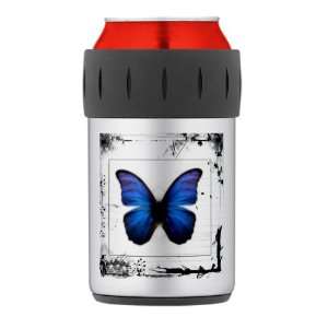  Thermos Can Cooler Koozie Blue Butterfly Still Life 
