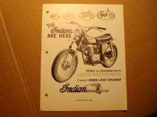 1972 INDIAN MOTORCYCLE SALES BROCHURE  