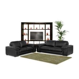  2 PC Penelope Black Leather Sofa Set
