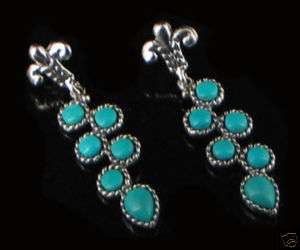Sterling Silver Natural Blue Turquoise Earrings CUTE  
