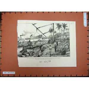  1884 Nile Expedition Barges Boats Elephantine Assouan 