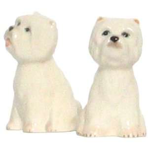  Ceramic Pottery Westie Dog Salt and Pepper Shakers 3.5H 