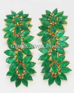 43.53 CT Real Emerald 18K GOLD Fine Jewelry Earrings Thai 