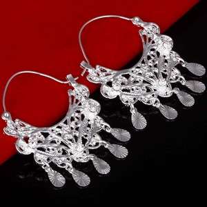 India Ethnic Silver Plated Chandlier Hoop Earring Fine  