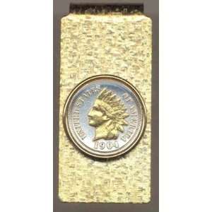 Indian Head Penny (1859  1909) Two Tone U.S. Coin Hinged Money Clip 