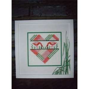  Flamingo Heart, A   Cross Stitch Pattern Arts, Crafts 