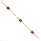 FindingKing 14K Gold Red Enameled Ladybug Childrens Bracelet 6
