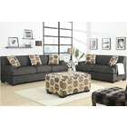   Collection Ash Black Faux Linen upholstered Sofa with 2 accent pillows