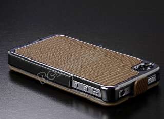 Brown Deluxe Snake Flip Leather Chrome Case Cover Skin for Apple 