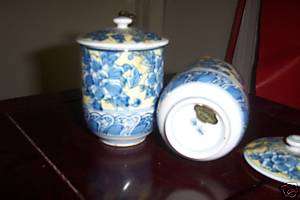 blue flower porcelain japan tea cups with lids sign  