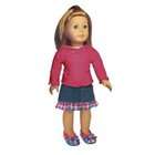   Plaid Trim And Pink Long Sleeve Tee, Fits 18 Inch American Girl Dolls