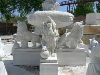 HAND CARVED MARBLE MONUMENTAL LION FOUNTAIN FNT58  