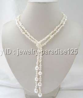 Beautiful 455 6 9 10mm white freshwater pearl necklace  