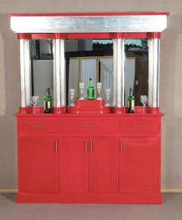 6Ft Solid Mahogany Art Deco Silver & Red Home Pub Bar mdsilver  