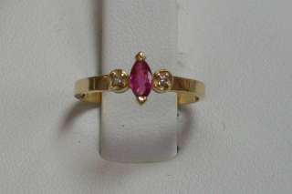 14K Yellow Gold Ruby and Diamond Gemstone Ring  