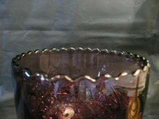Amethyst Depression Glass Goblet Purple Scalloped Edges Starburst 