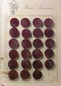 Card 23 Antique BURGUNDY GLASS BUTTONS Must See  
