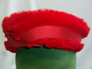 Vintage Womens Red Hat Faux Fur Doris Designed Famous Barr St Louis 