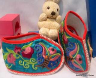 Girls Embroidered Hmong Silk Baby Shoes Booties 0 12 m  