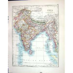  India Ceylon Bay Bengal Tibet Johnston Antique Map 1898 