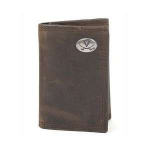   Cavaliers Brown Crazy Horse Tri Fold Wallet