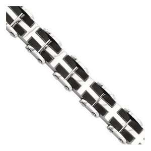 Stainless Steel IP Black Plated & Polished 8.75in Bracelet Length 8.75 