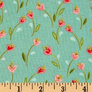  44 Wide Ooh La La Tulip Toss Tuquoise Fabric By The Yard 