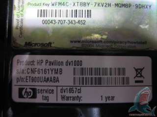 HP Pavilion dv1000 Special Edition Laptop Notebook for Parts or Repair 