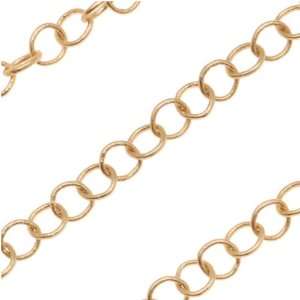  Matte Gold Plated Cable Circle Chain 3.4mm   Bulk By The 