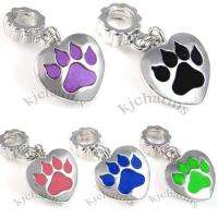   Cat Paw Silver Dangle European Spacer Charm Bead For Bracelet Necklace