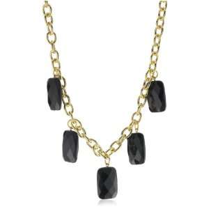  Privileged NYC Onyx Five Stone Gold plated Chain Necklace 