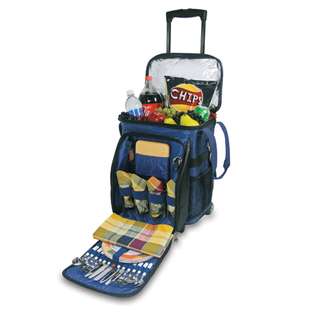   PicnicTime Avalanche Picnic Cooler On Wheels/Navy W/Plaid 