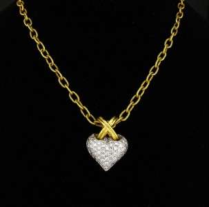 Gregg Ruth Pave Diamond 18K Gold Heart Pendant Necklace  