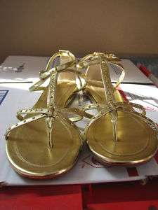 Ann Taylor Size 7 Gold Tone Strappy Sandals Slightly Us  