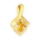Created Diamonds Bezel Set Princess Cut 14K Yellow Gold Pendant with 