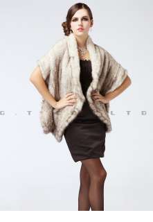 0233 Winter luxury knitted winter fur shawl cape wrap tippet stole 