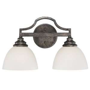 Benton Collection 2 Light 17 Tarnished Metal Wall Sconce with Creamy 