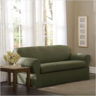 Maytex Carter Stretch Separate Seat Sofa Slipcover in Olive (2 Pieces 