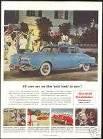 1950 Studebaker Blue Cruiser Red Convertible Car Ad  