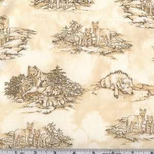  45 Wide Wolfsong Nature Scene Toile Natural Fabric By 