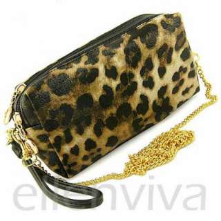 Sexy Leopard Print Clutch Purse Bag with Detachable Shoulder Strap 