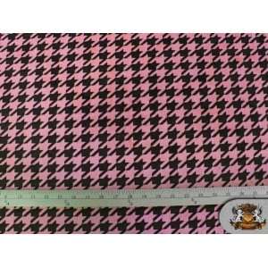 Minky Cuddle Hounds Tooth Print   Brown & Pink / 60 / Sold By the 