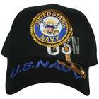 Outdoor Black US Navy Emblem Embroidered Deluxe 3 D Ball Cap 
