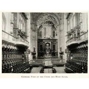  1907 Print Cordova Andalusia Spain Choir High Altar Church 
