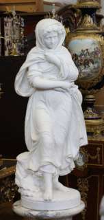 19th Century Italian Carrera Marble Sculpture Signed.  
