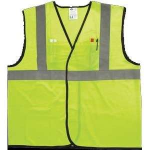 Safety Vest, ANSI Class 2, Color Green, Velcro Closure, Size S/M