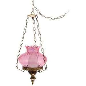 Pink Swirl Student 13 Wide Plug in Style Swag Chandelier 