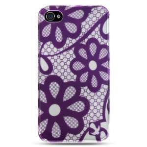  PURPLE LACE Hard Plastic Graphic Case for Apple iPhone 4 